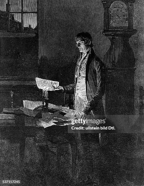 Politiker USA , Verfasser der Unabhängigkeitserklärung, 3. Präsident 04.03.1801 - 04.03.1809, beim Verfassen der Unabhängigkeis-, Erklärung.