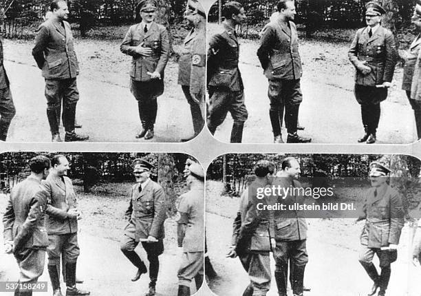 Philippe Petain,Philippe Petain,,Karl Brandt,,Walther Hewel,Adolf Hitler, Theo Morell , Politiker, NSDAP, D, Fotomontage verschiedener Motive aus...