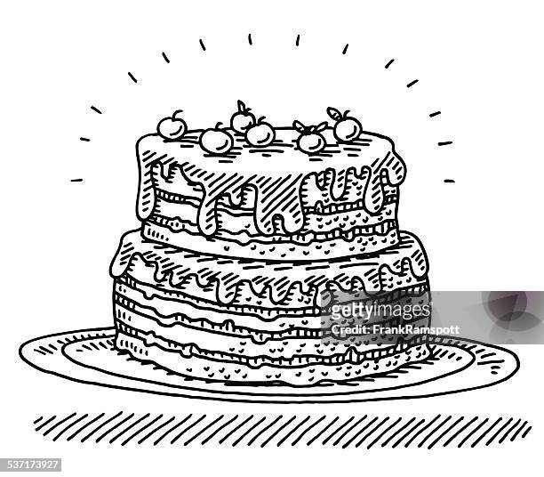 illustrations, cliparts, dessins animés et icônes de gâteau d'anniversaire grand dessin cerise - gateau anniversaire fond blanc