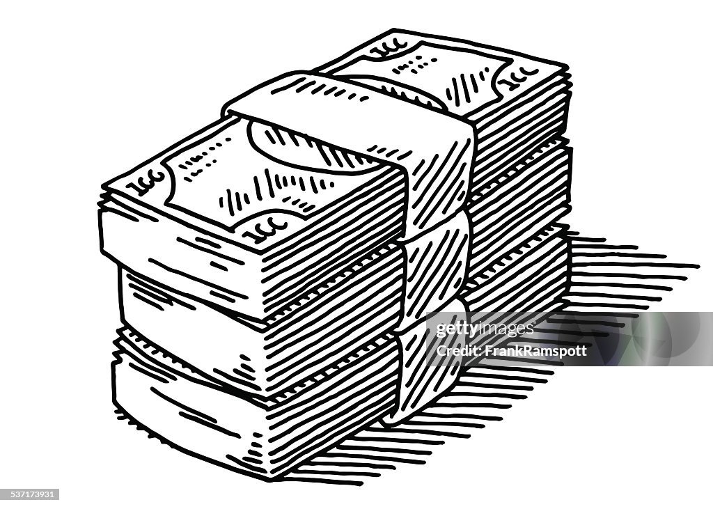 Bill Note Drawing Stack Of Banknotes Drawing High-Res Vector Graphic - Getty Images