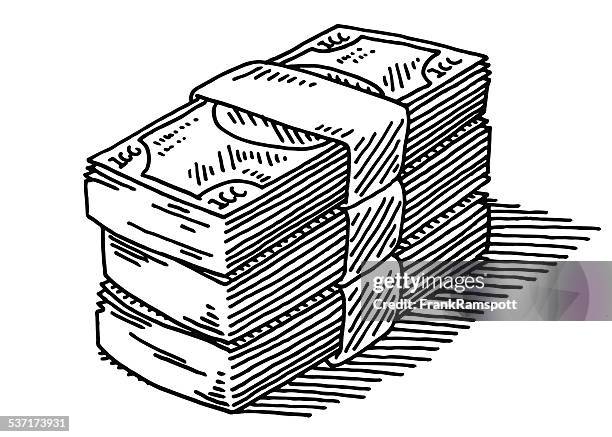 stack of banknotes drawing - money roll stock illustrations