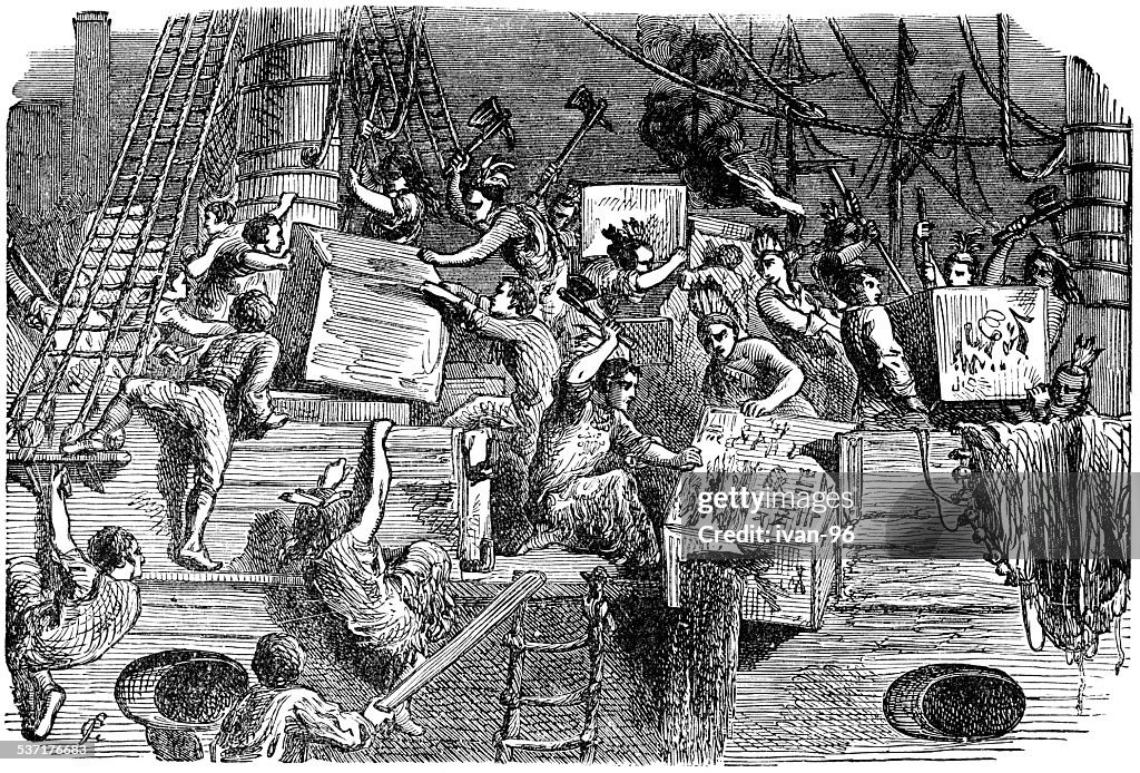 Destruction of tea in Boston harbor