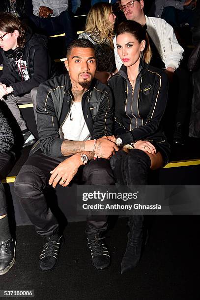 Kevin-Prince Boateng and Melissa Satta attend the NikeLab X Olivier Rousteing Football Nouveau Collection Launch Party at Cite Universitaire on June...