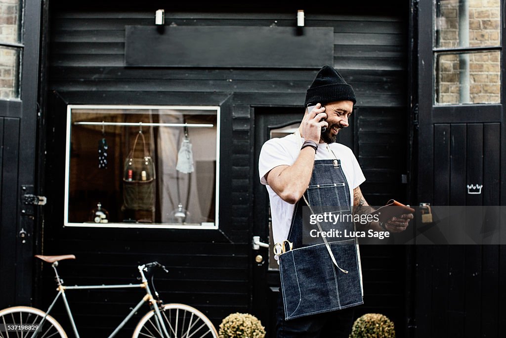 Small Business Owner outside his shop