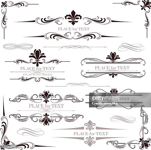 fleur de lys calligraphy design - calligraphy stock illustrations