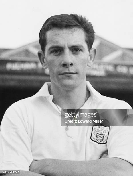 Portrait of English football player Allan Mullery, right half with Fulham Football Club, January 13th 1962.