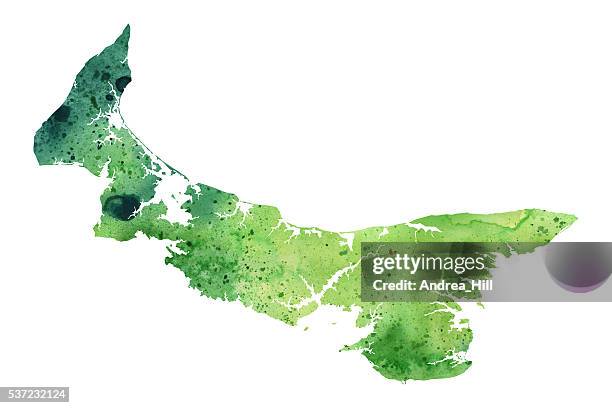 map of pei with watercolor texture - raster illustration - prince edward island stock illustrations