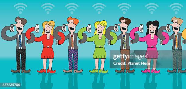 linked - friends reunion stock illustrations
