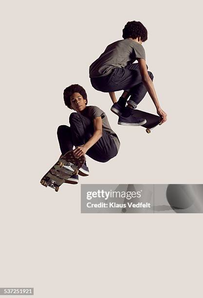 sequence of skateboarder in the air - skater stock-fotos und bilder