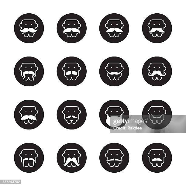 schnurrbart-icons-schwarz-serie kreis - movember stock-grafiken, -clipart, -cartoons und -symbole