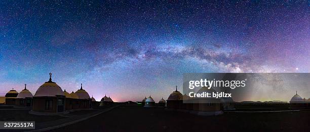 the yurt under the milky way arch - inner mongolia stock pictures, royalty-free photos & images