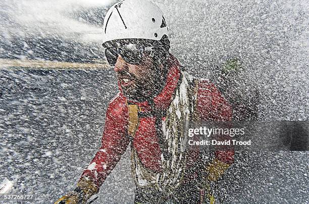 trekking in a blizzard in the austrian alps - snow storm stock pictures, royalty-free photos & images