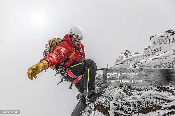 trekking in the austrian alps - climbing a mountain stock-fotos und bilder