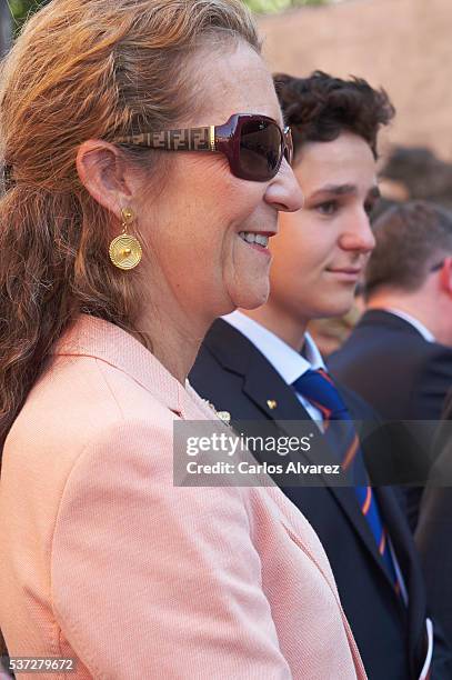 Felipe Juan Froilan de Marichalar y Borbon and Princess Elena de Borbon attend La Beneficiencia Bullfight at Las Ventas Bullring on June 1, 2016 in...