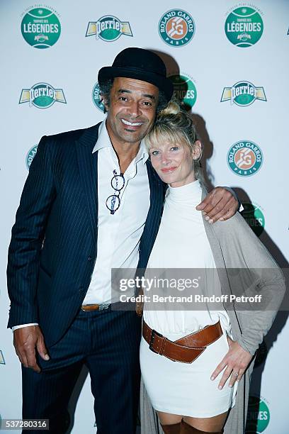 Yannick Noah and his wife Isabelle Camus attend the Trophy of the Legends Perrier Party at Pavillon Vendome on June 1, 2016 in Paris, France.