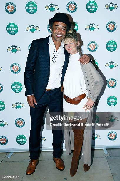 Yannick Noah and his wife Isabelle Camus attend the Trophy of the Legends Perrier Party at Pavillon Vendome on June 1, 2016 in Paris, France.