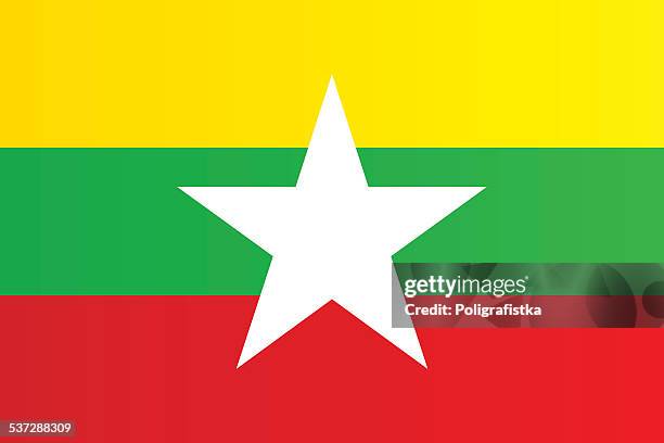 ilustrações de stock, clip art, desenhos animados e ícones de bandeira da birmânia - bandeira de myanmar