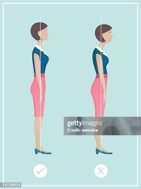 correct posture - neck stock illustrations