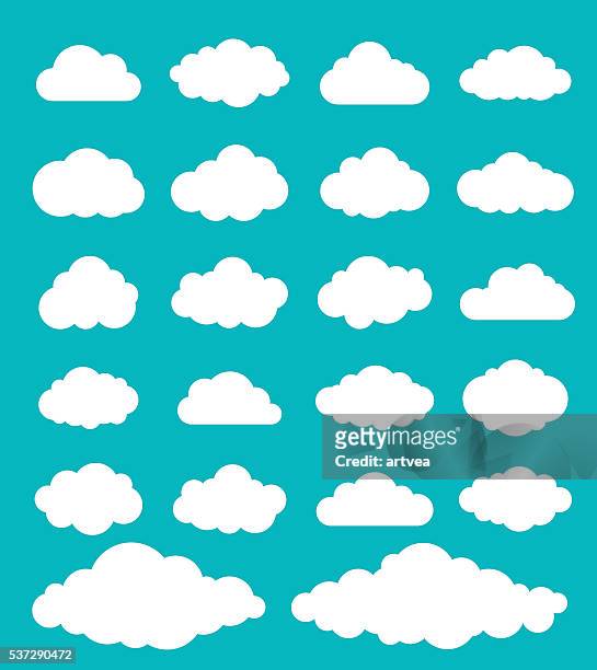 illustrazioni stock, clip art, cartoni animati e icone di tendenza di set di nuvole - panorama di nuvole