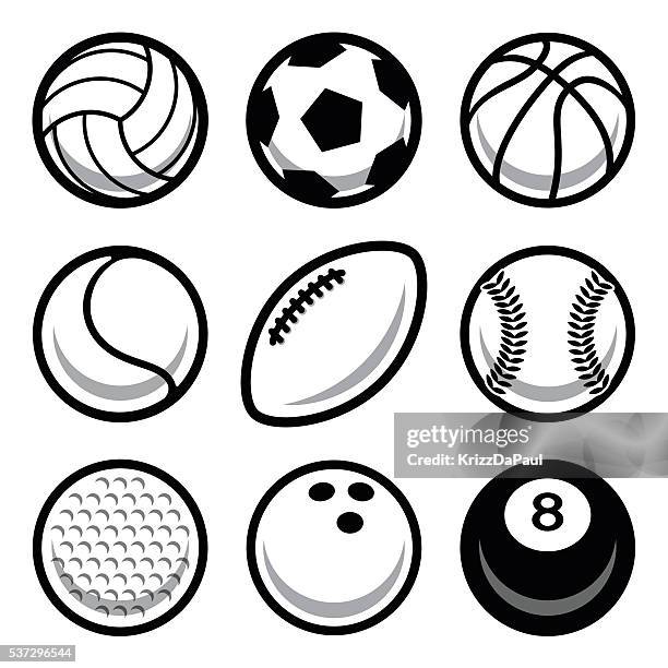 ilustraciones, imágenes clip art, dibujos animados e iconos de stock de pelotas de deportes  - bola de billar