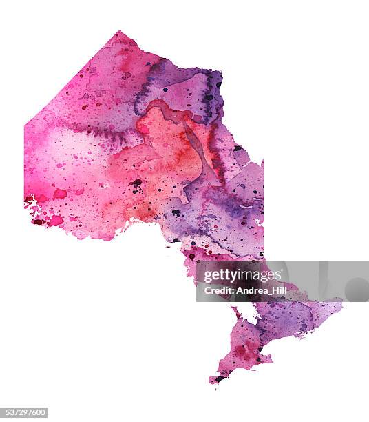 map of ontario with watercolor texture - raster illustration - manitoulin island stock illustrations