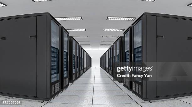 3d virtual computer server room - floor perspective stock illustrations