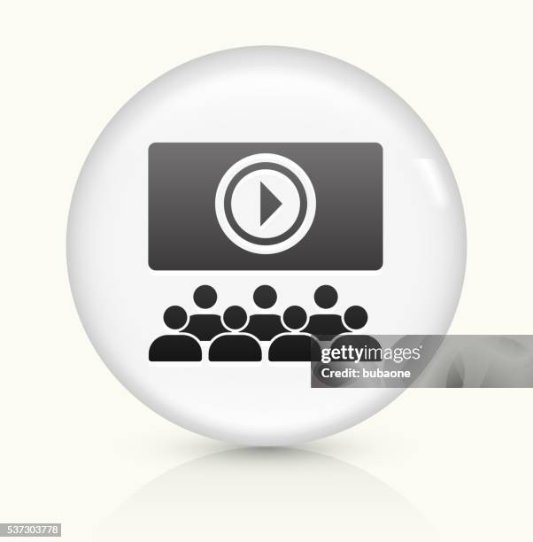 multimedia presentation icon on white round vector button - video presentation stock illustrations