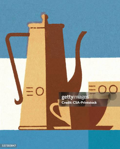 coffee cup and coffee pot - coffee carafe stock illustrations