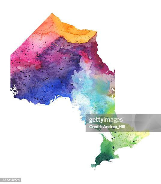 map of ontario with watercolor texture - raster illustration - manitoulin island stock illustrations