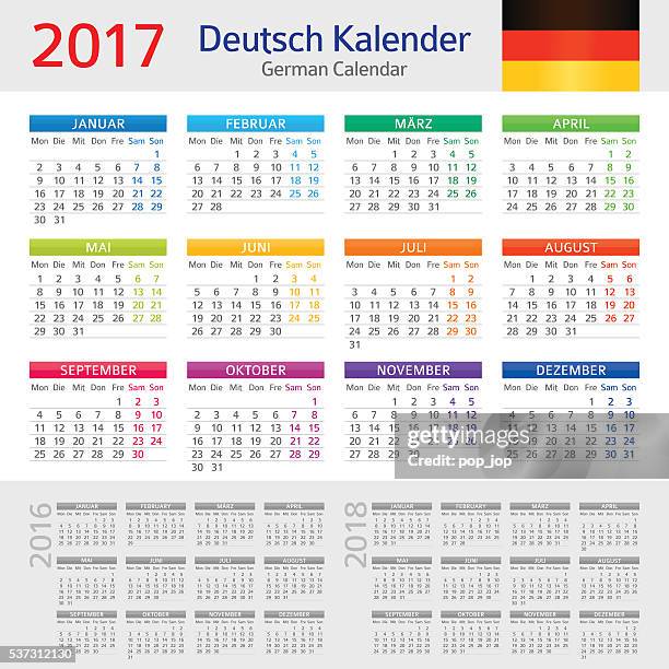 german calendar 2017 / german calendar 2017 - july 2018 calendar stock illustrations