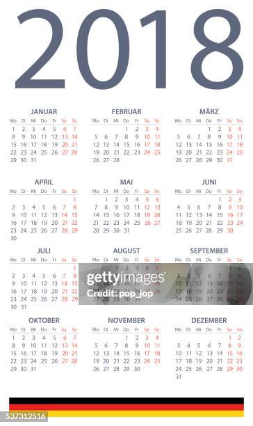 german calendar 2018 - illustration - july 2018 calendar stock illustrations