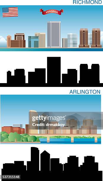 arlington and ricmond skyline - virginia us state stock illustrations