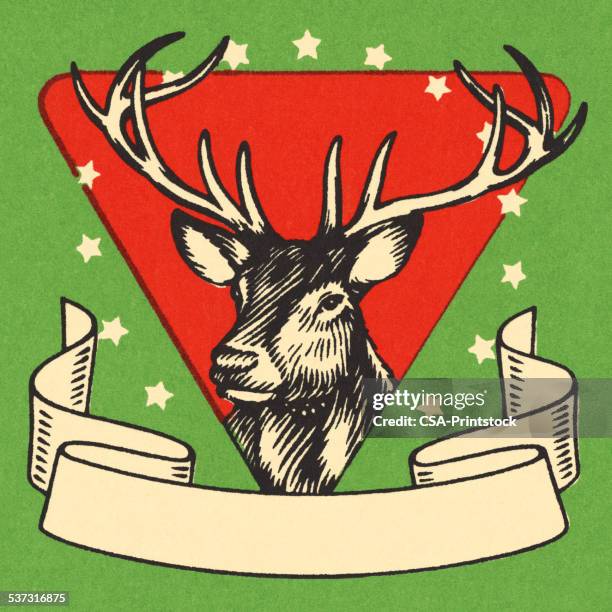 deer with large horns - deer stock illustrations