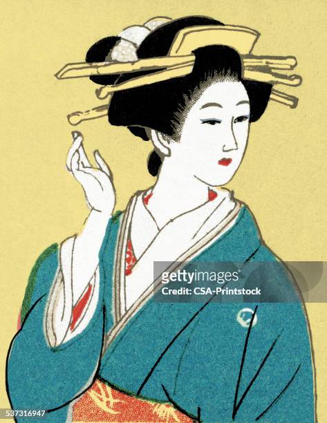 illustrations, cliparts, dessins animés et icônes de portrait d'une geisha - orient express
