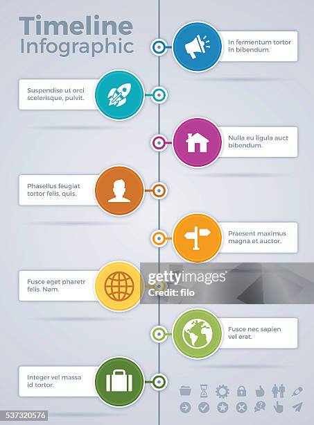 illustrations, cliparts, dessins animés et icônes de vertical huit option chronologie infographie - timeline