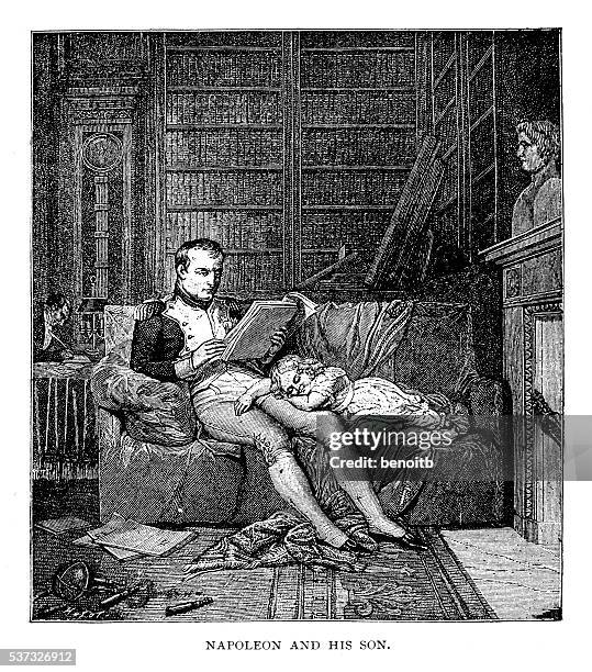 napoleon and his son - napoleon bonaparte stock illustrations