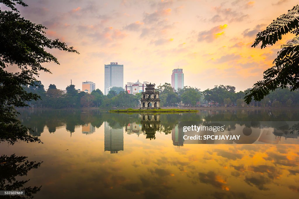 Morning in Hoan Kiem Lake of Hanoi