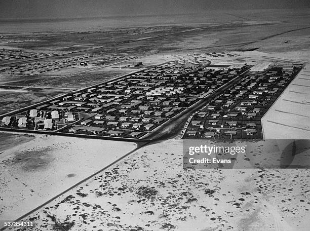 The gated compound for employees of the oil company Aramco in Ras Tanura, on the Persian Gulf in Saudi Arabia, circa 1955.