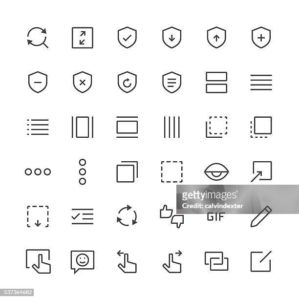 action-icons satz 9/thin linie serie - gif stock-grafiken, -clipart, -cartoons und -symbole