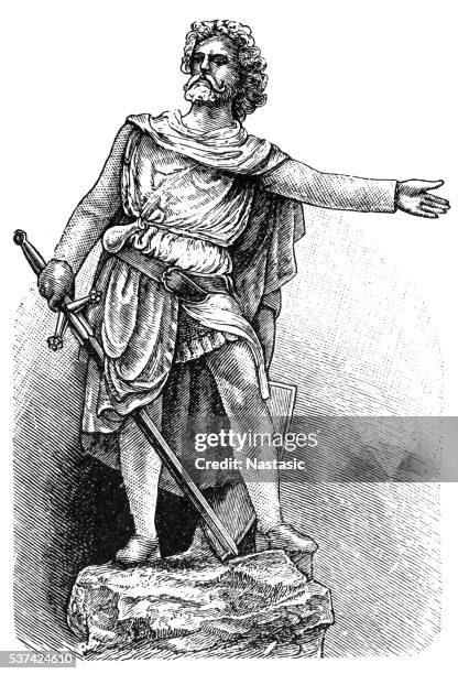colossal statue of william wallace in stirling - stirling castle stock illustrations