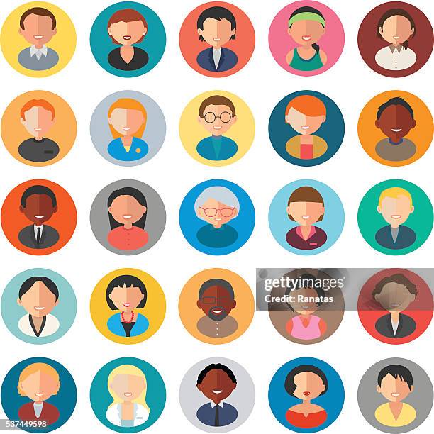 set of business people avatar - old man portrait stock illustrations