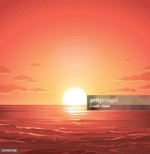 stockillustraties, clipart, cartoons en iconen met sunrise over the sea - schemering