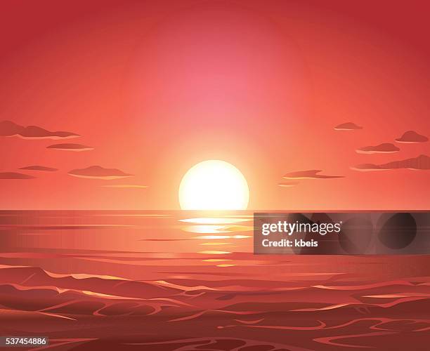 3 795点の夕焼け 海イラスト素材 Getty Images