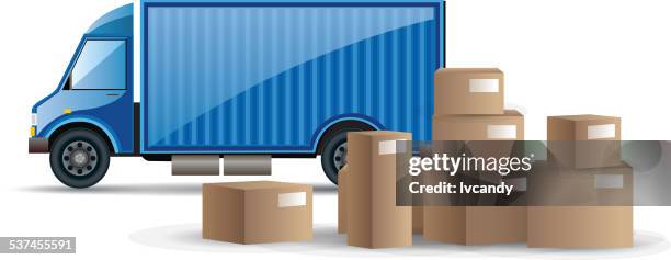 freight transport - fleet trucks stock illustrations