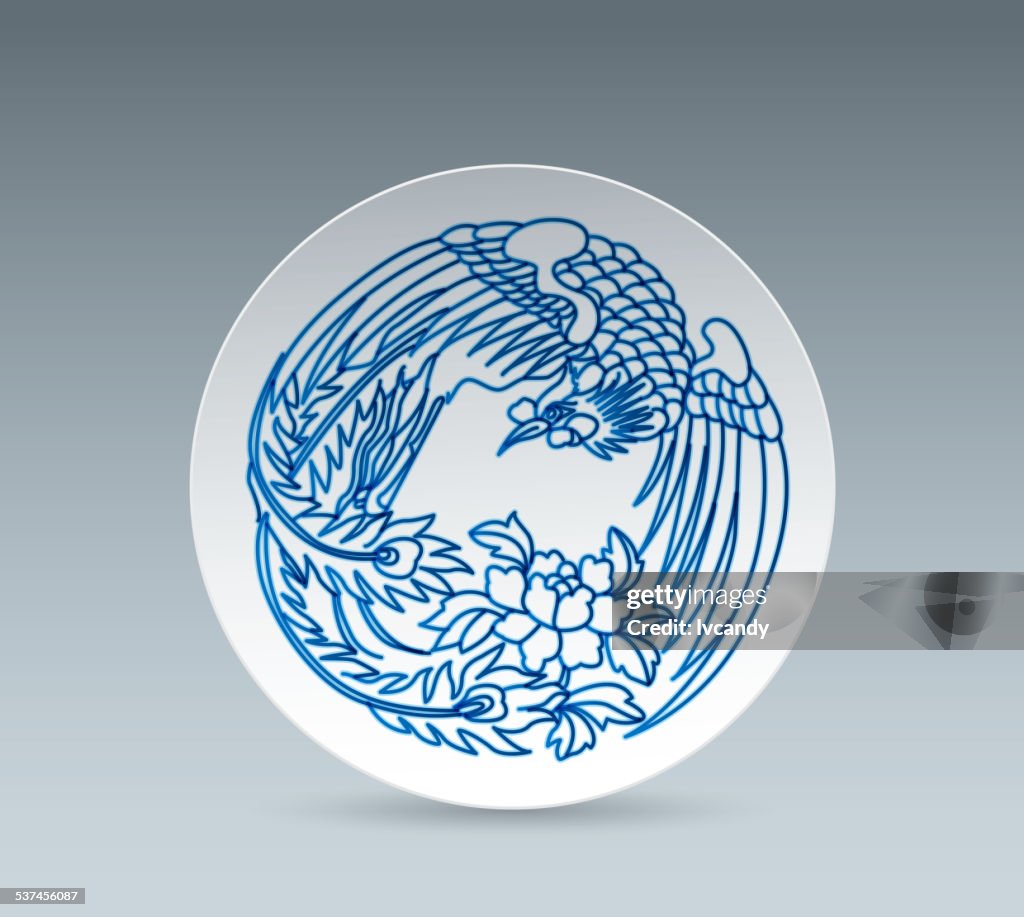 Azul e branco Placa da China (Phoenix)