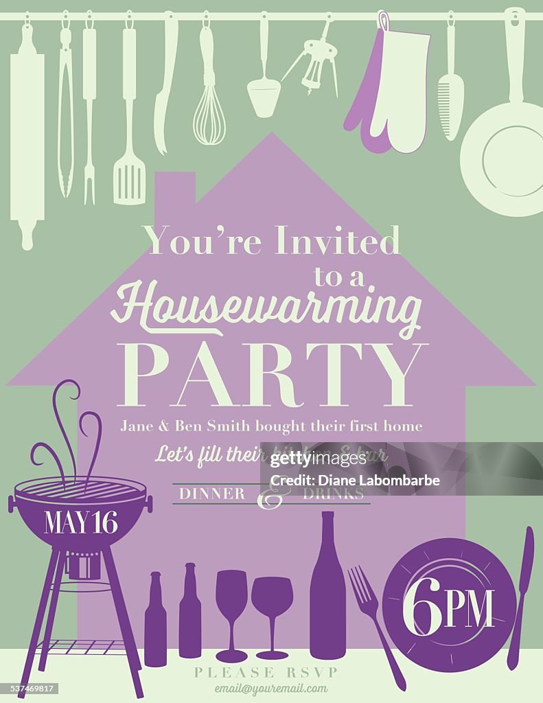 Housewarming Party Kitchen Invitation High-Res Vector Graphic - Getty ...