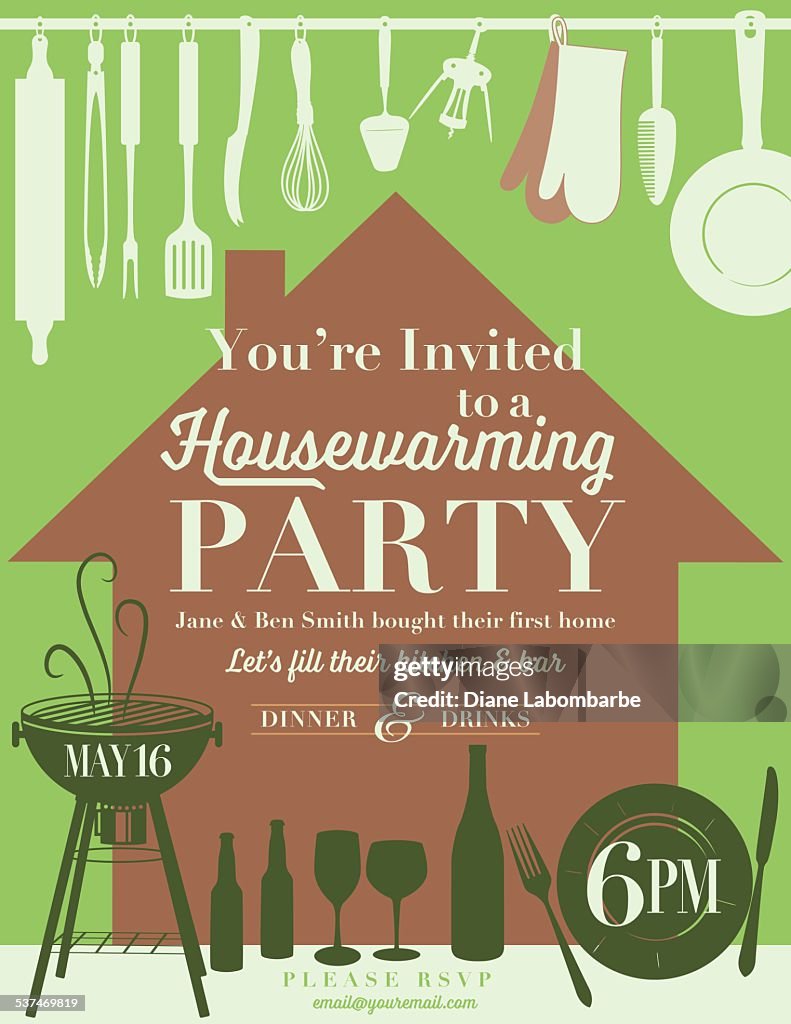 Housewarming Party Kitchen Invitation High-Res Vector Graphic - Getty ...