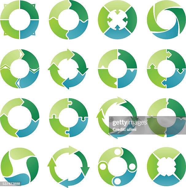 circle infographic. 4 steps - four objects stock illustrations