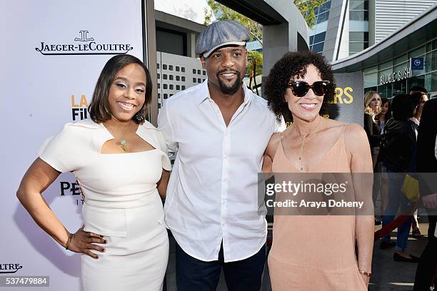 Director Deborah Riley Draper, producer/actor Blair Underwood, and Los Angeles Film Festival director Stephanie Allain attend the premiere of...