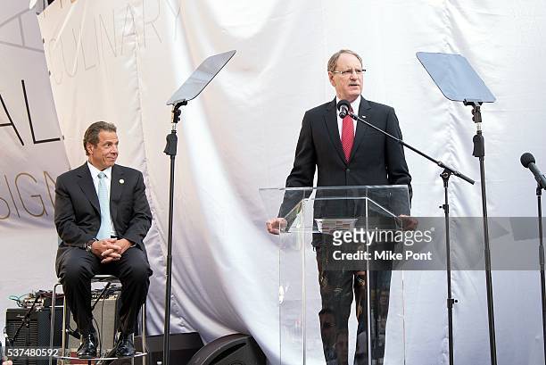 Governor of New York Andrew Cuomo and Executive Vice President of General Motors, and President at Global Cadillac Johan de Nysschen the Cadillac...